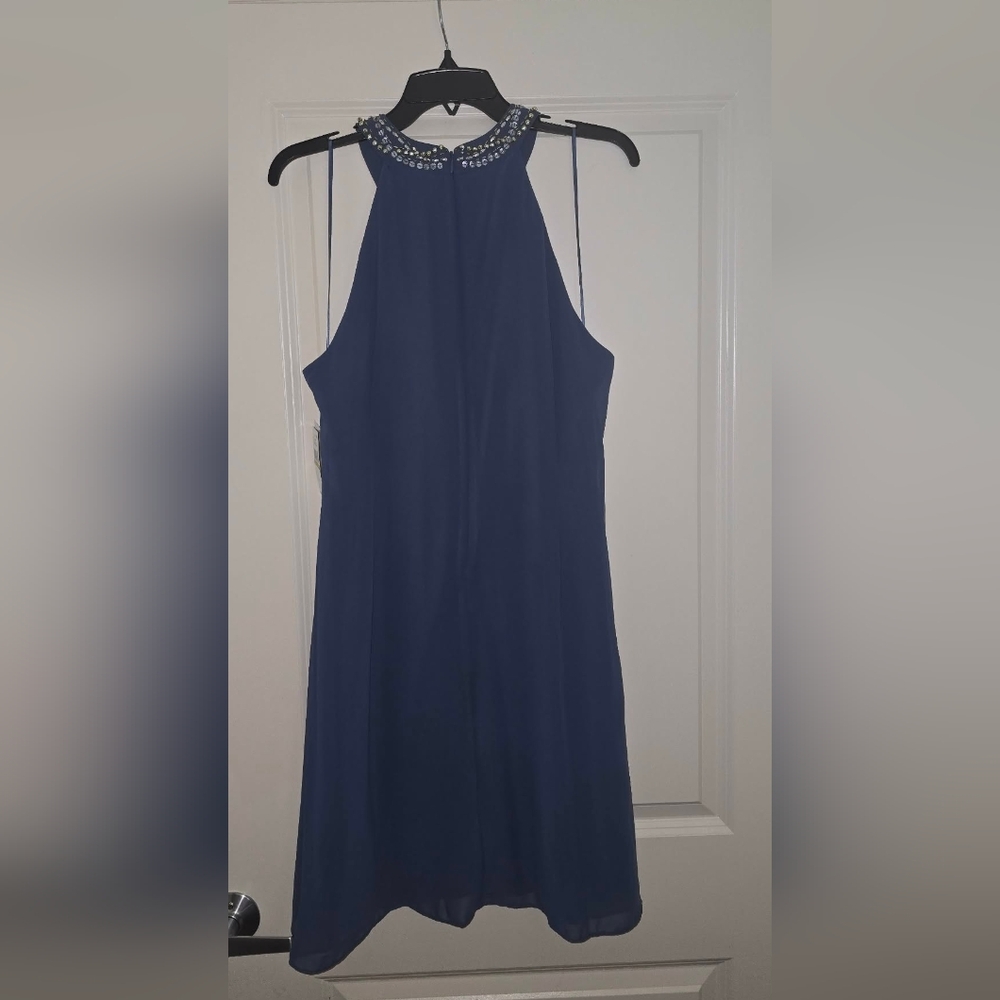 S.L. Fashions Womens Short Beaded Halter Neck Cocktail Gown, Wedding Guest, Part - Picture 3 of 8